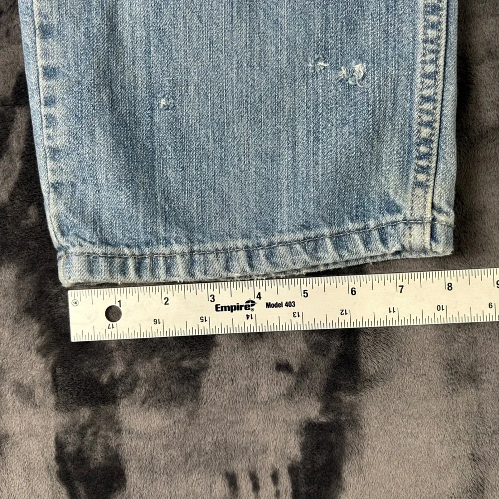 Levi's 514 Jeans Mens 36x30 Blue Straight Fit Distressed Light Wash Denim